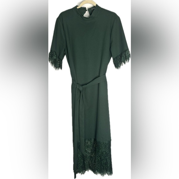 SHEIN Green Dress with High Neck and Lace Detail - Picture 1 of 5